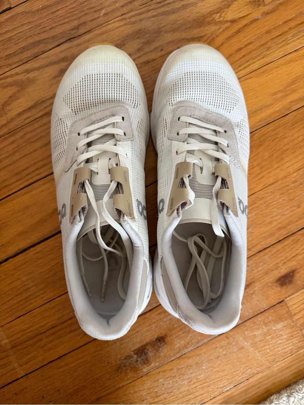 On Running Light Beige & White Knit Sneakers